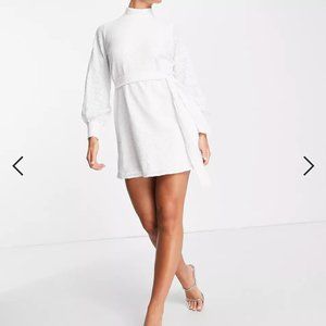 Asos | Style Cheat balloon sleeve mini dress in white sequin | Size 6